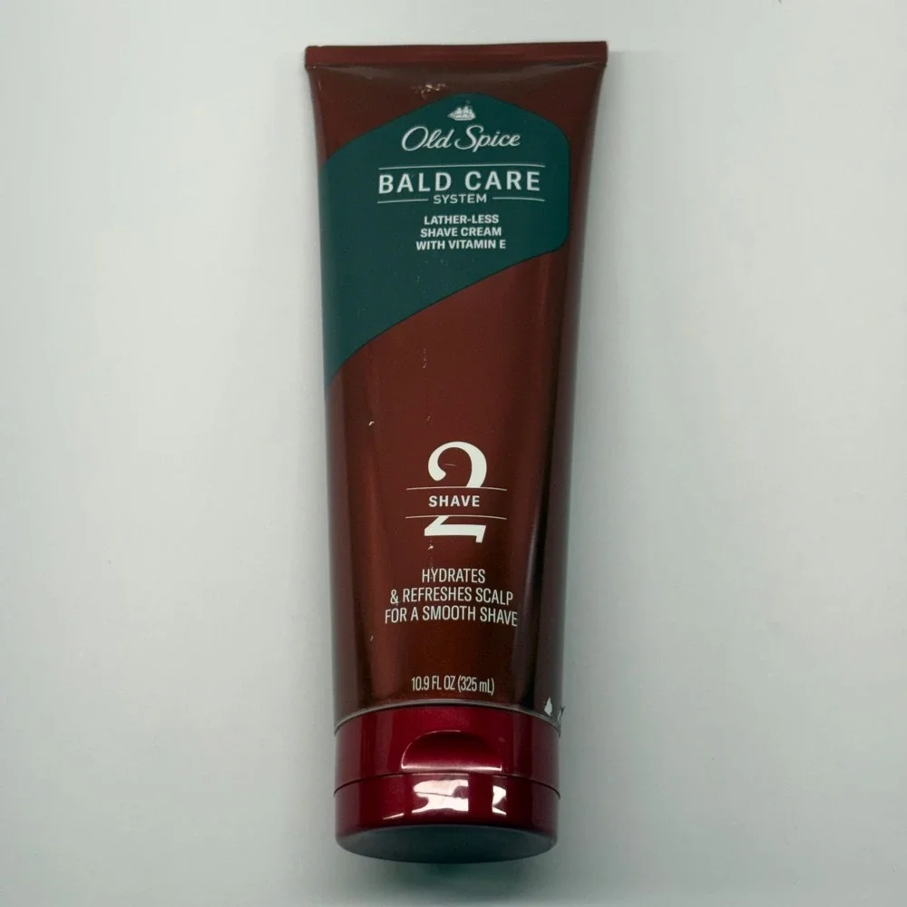Old Spice Bald Care System Shave Cream Mens 10.9oz Red Lather-Less Vitamin E